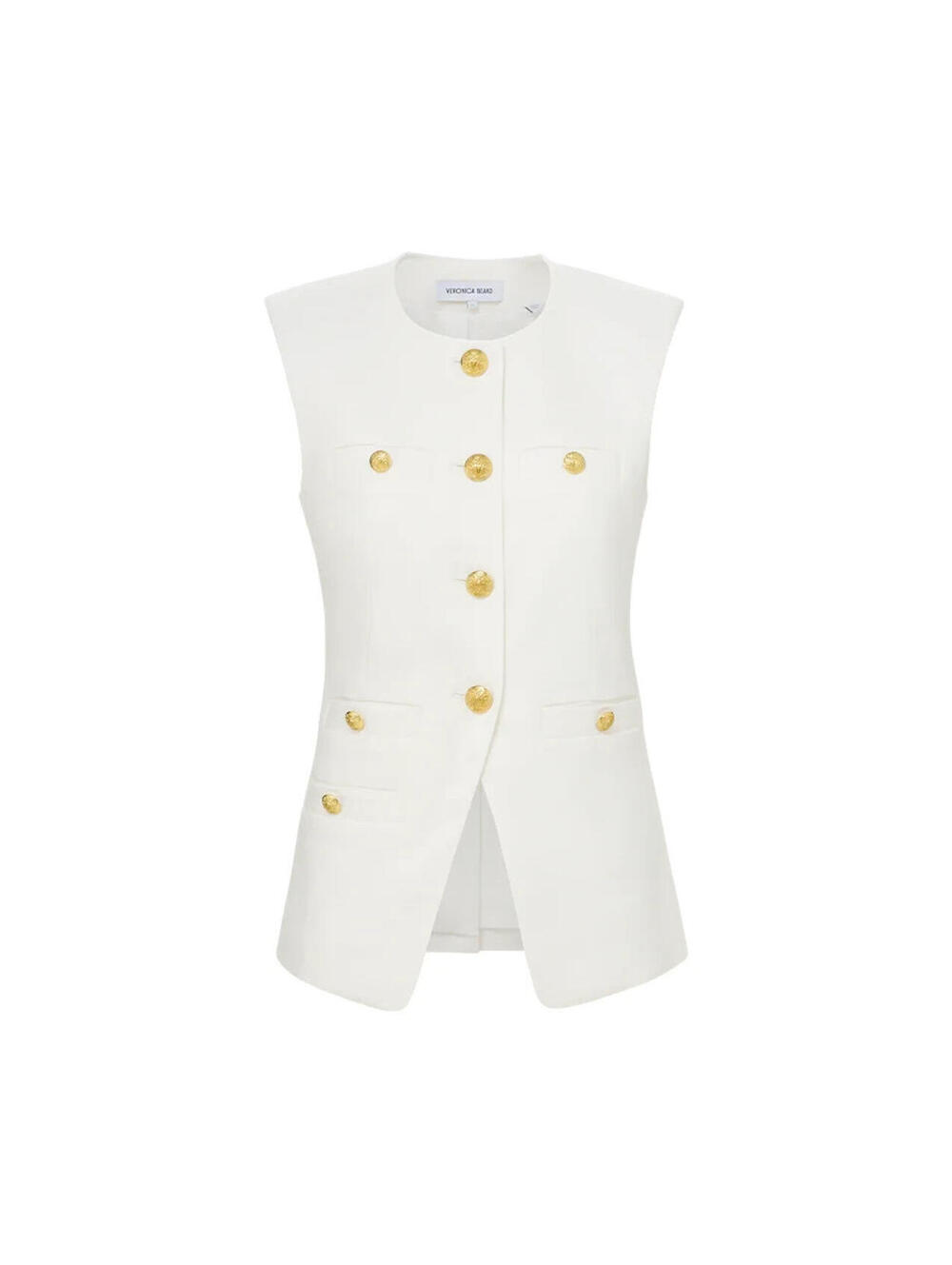 NEW, Veronica Beard Tamara Linen Vest Off-white Size 6 #SJ2306